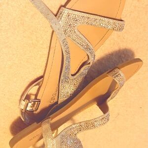 BCBG Silver Bling Strappy Sandals